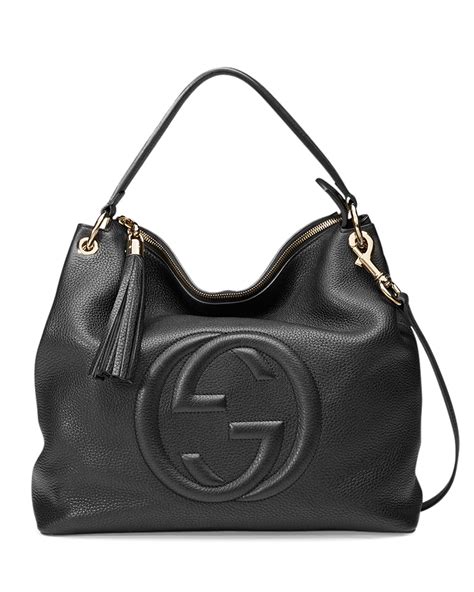 gucci leren|Gucci black leather handbags.